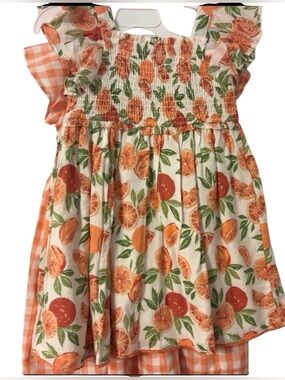 Sigrid Olsen Orange Checkered Kids Dress